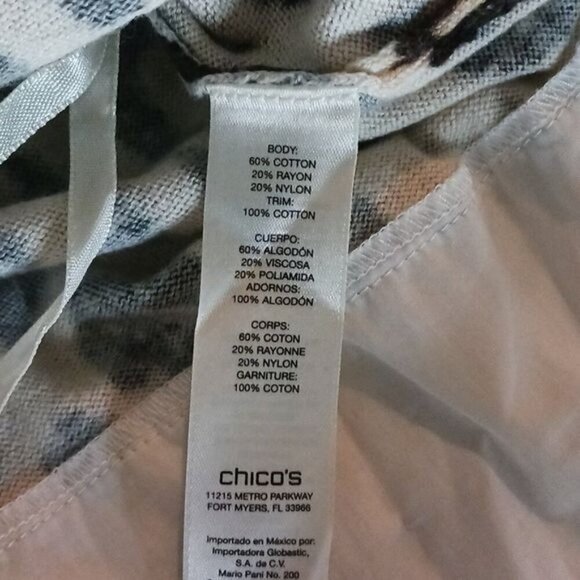 Chico's Sweater Animal Print Layered Effect Long Sleeve Knit Womens Size M - Picture 7 of 8